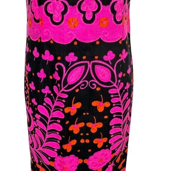 Miss Hawaii Kamehameha Maxi Dress 10 Mandarin Collar Tribal Print Vintage 60s - Picture 7 of 9